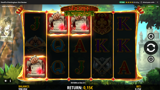 Bonus game in Sheriff of Nottingham slot